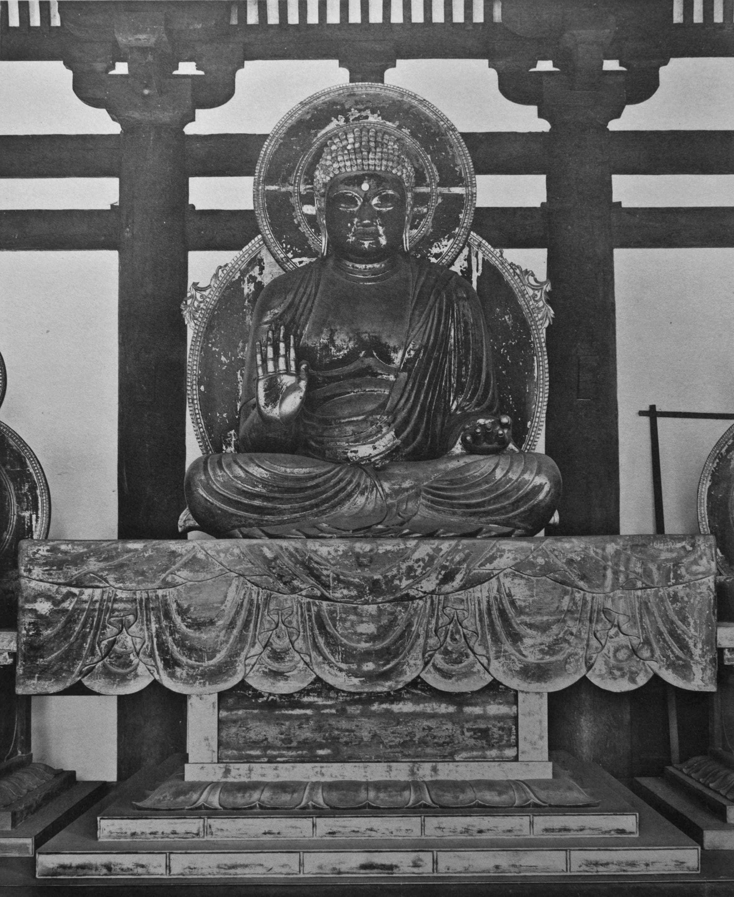 Shakyamuni triad in Kami-no-Mido at Horyu-ji in Nara, Japan.