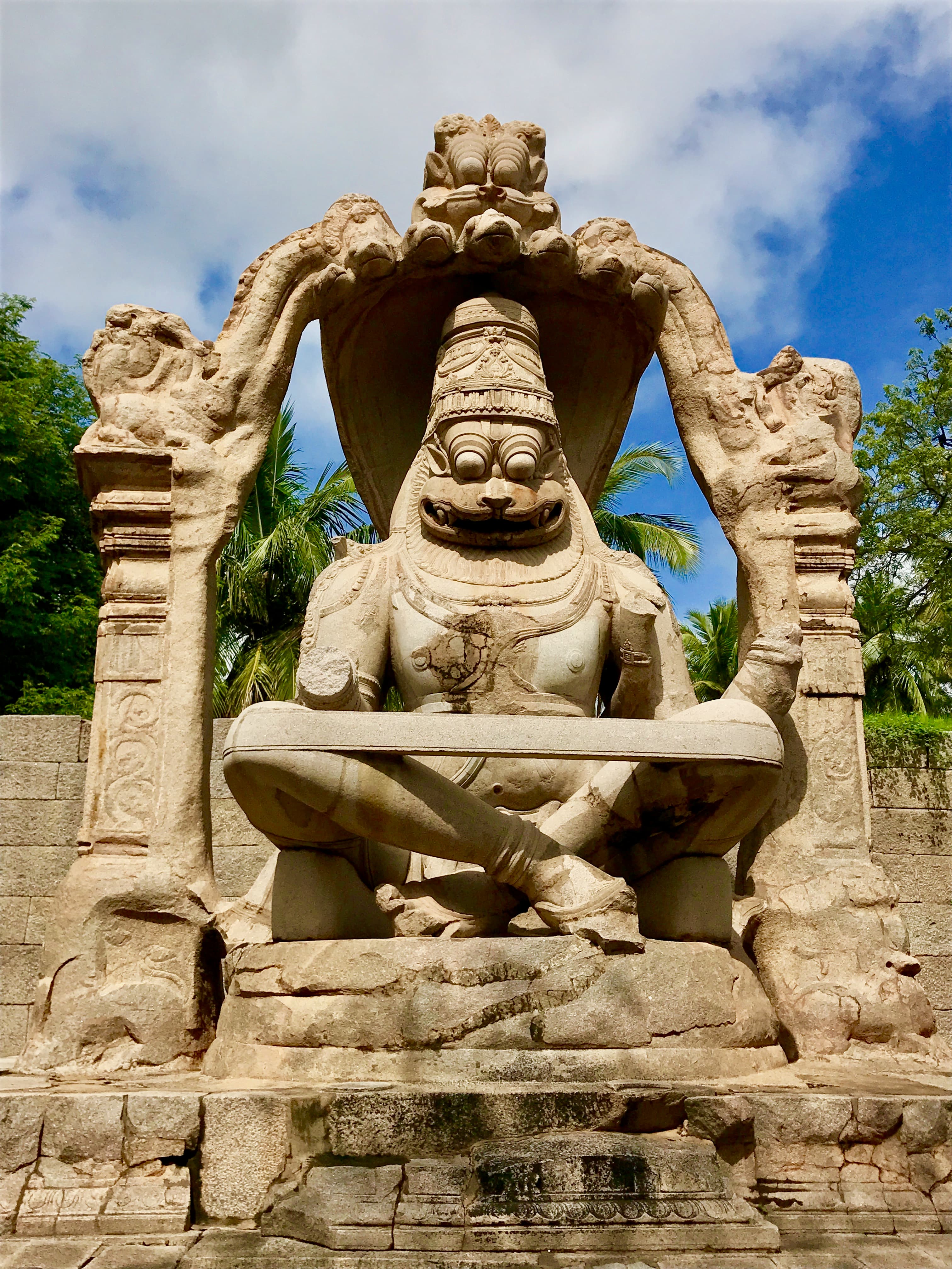 Monolithic Ugra Narasimha statue at Hampi in Karnataka, India.