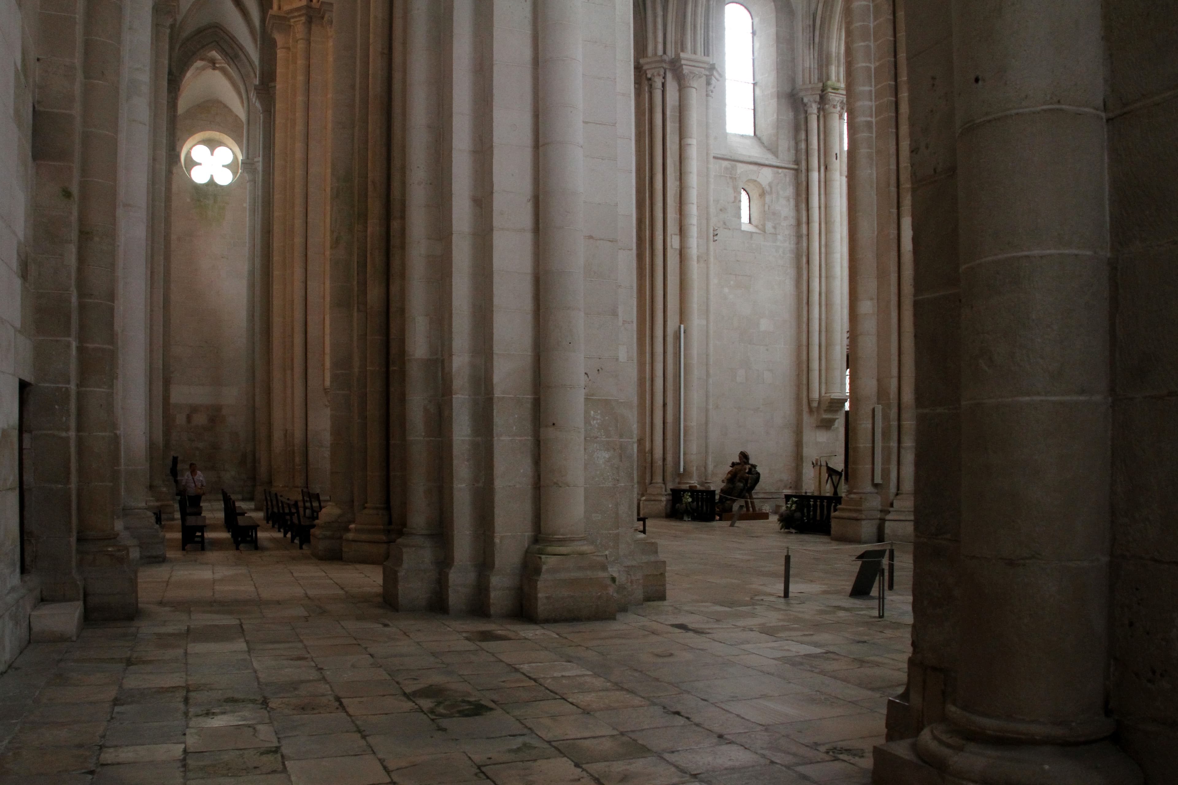 Interior transept view inside the abbey church at Alcobaca Monastery in Portugal.