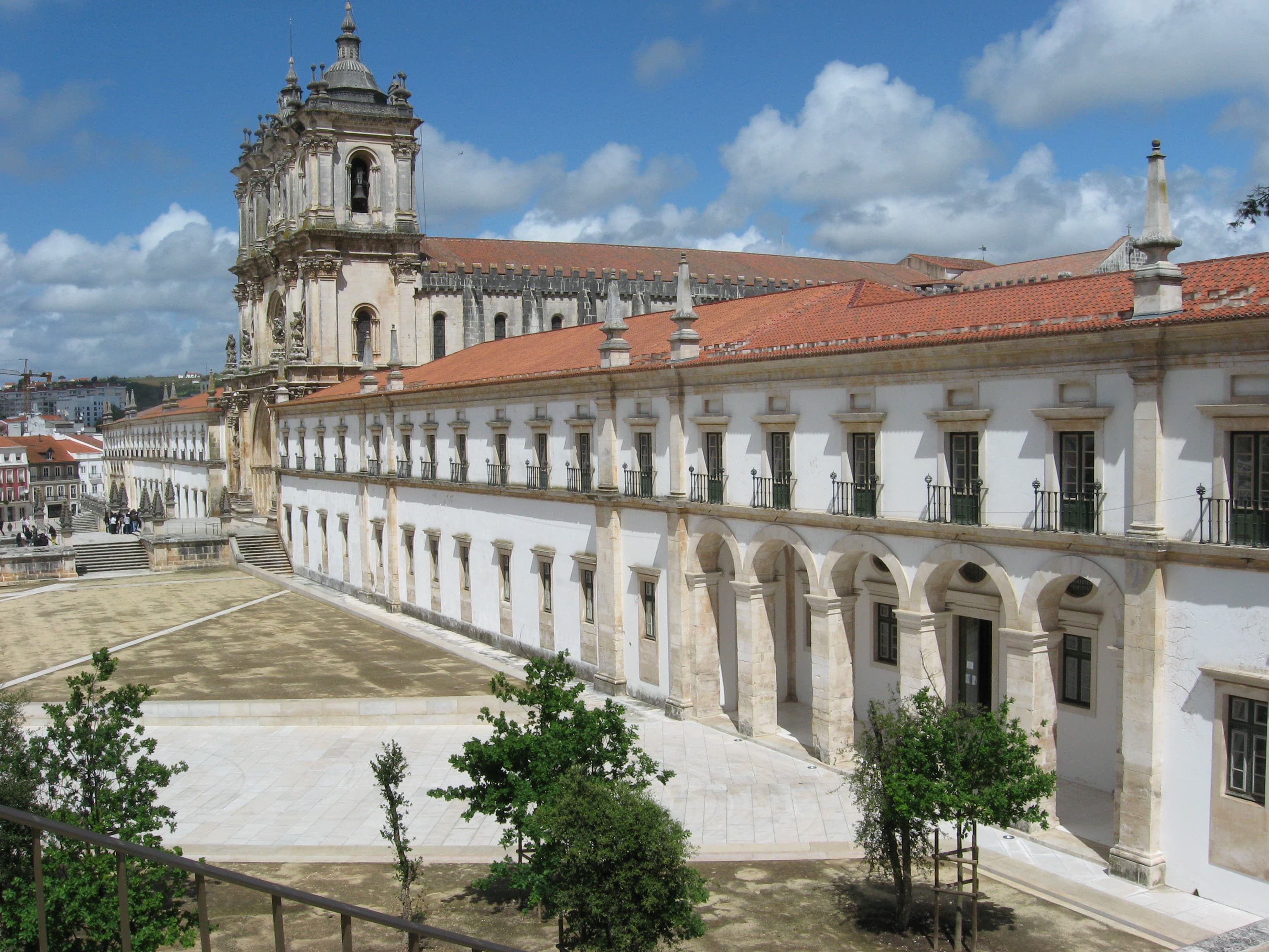 Front exterior view of Alcobaca Monastery in Portugal.