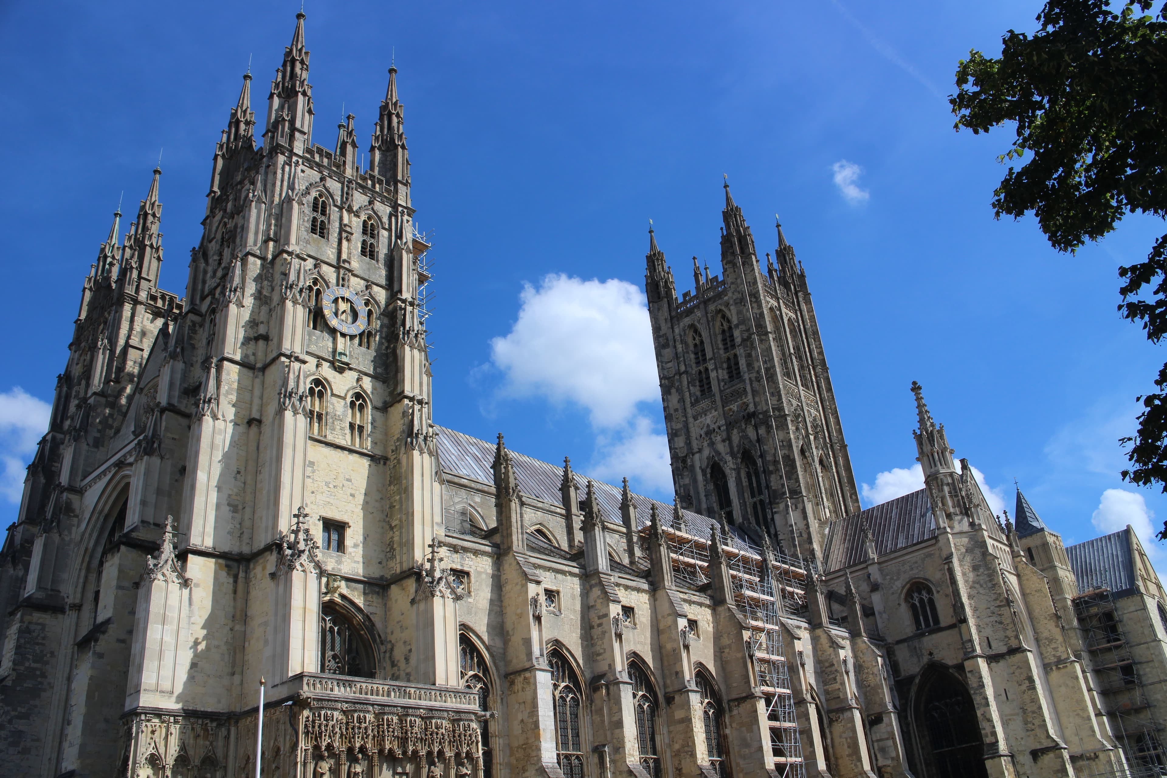 Exterior view of Canterbury Cathedral.