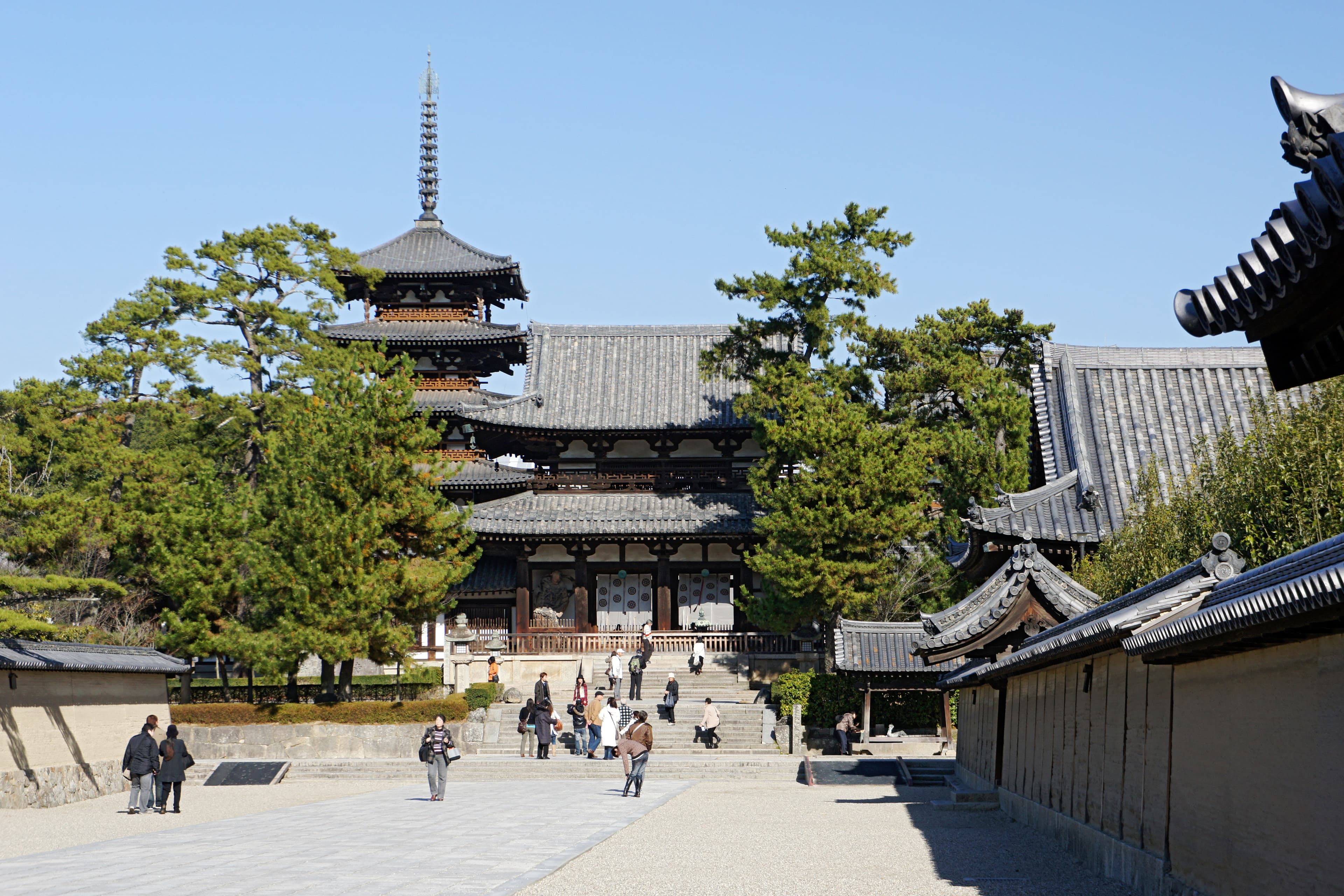 Covered Corridor, Horyu-ji, Ikaruga, Nara Prefecture, Japan.