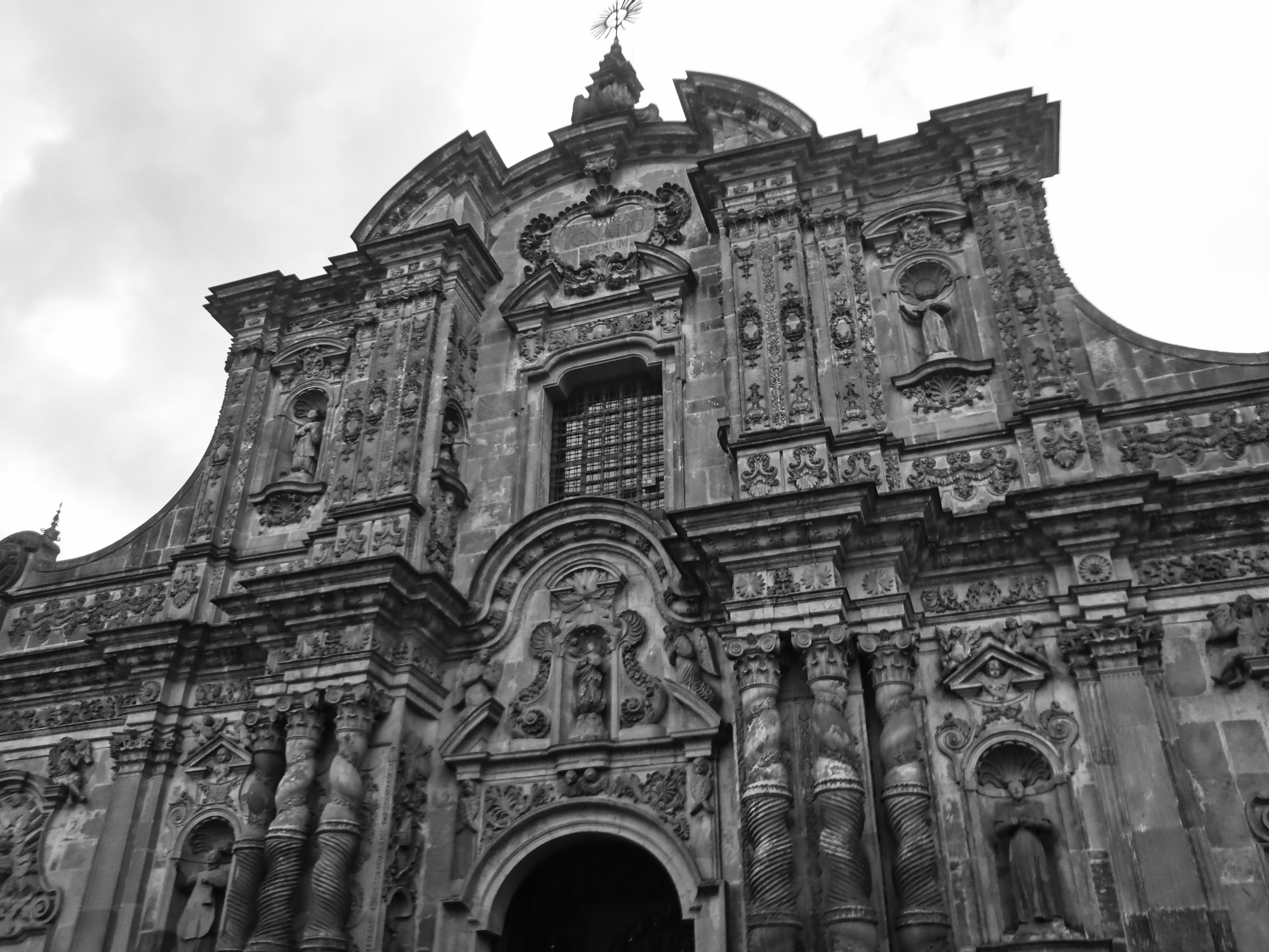 Exterior view of the Church of the Society of Jesus in Quito.